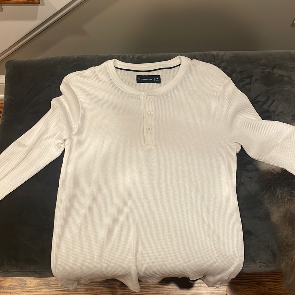 Abercrombie and Fitch Waffle Knit White Long Sleeve Men’s Medium